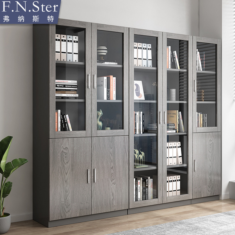 文件柜档案柜置物储物p柜木质落地玻璃门书柜办公室柜子资料收纳