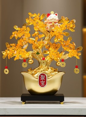 招财聚宝b盆发财树摆件聚财家居客厅办公室电视柜酒柜装饰乔迁礼