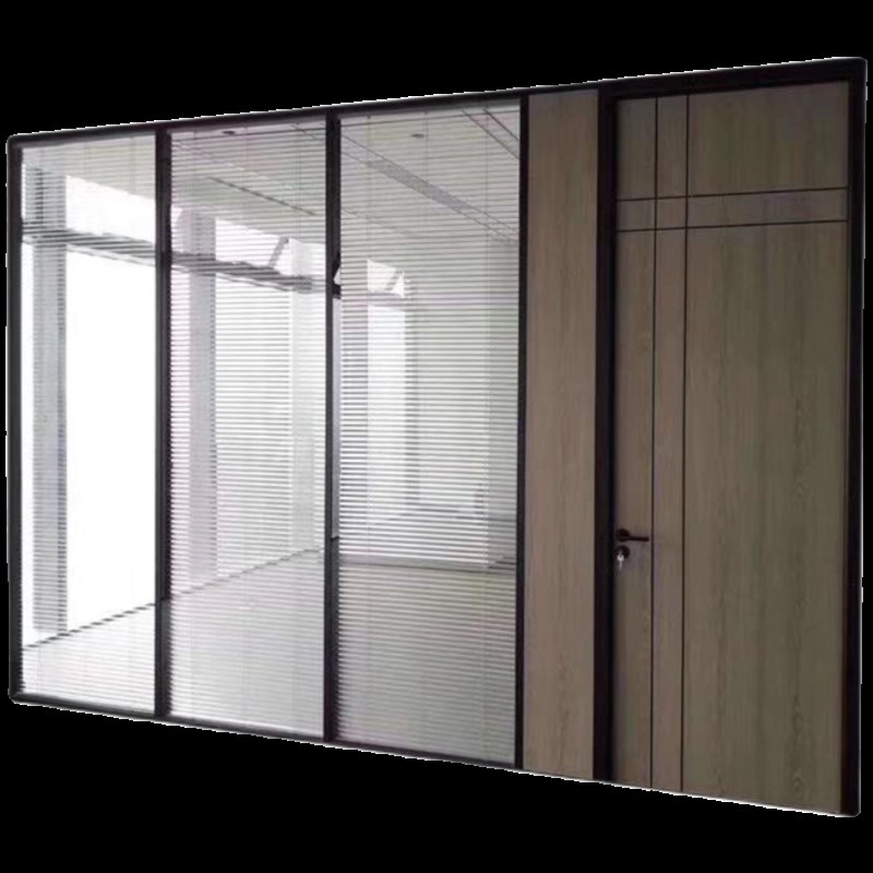 杭州办公室玻璃隔断墙铝v合金双玻百叶隔断墙钢化磨砂玻璃墙