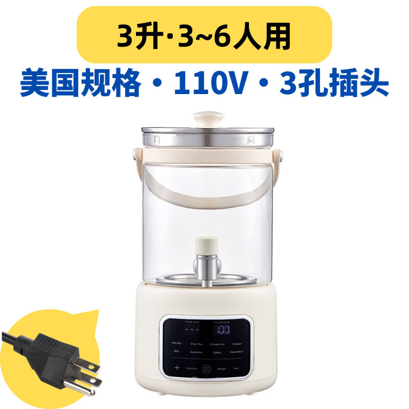 养生壶家用大容量3升电热烧水壶煮茶器带水龙头花茶桶110V