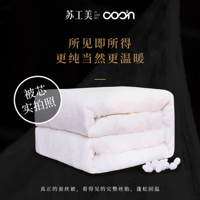 苏工美100%双宫茧桑蚕长丝被芯春秋冬被加厚保暖四季通用被子