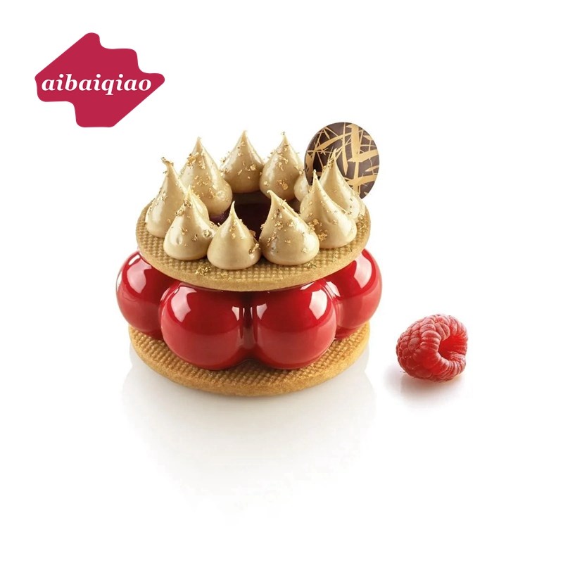 爱百巧 6连圆球甜甜圈慕t斯硅胶模 法式甜品茶歇蛋糕模具 烘焙模