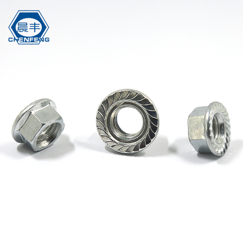 正国标 镀锌白色法兰面螺母 w华司 带垫带齿防滑螺母螺帽 M4-M30