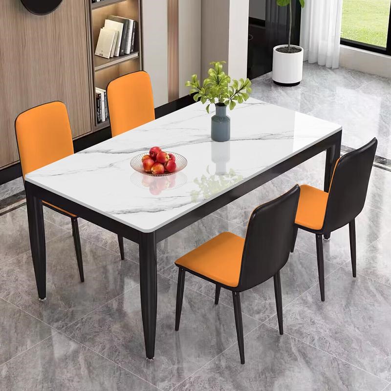 岩板餐桌家用现代简约轻奢长方形吃饭桌椅组O合出租房小户型餐桌