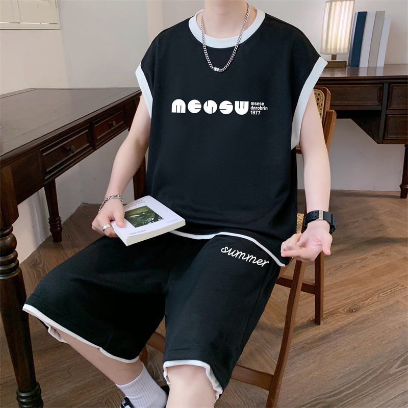 初中生睡衣男孩夏j季冰丝2024新款背心短裤青少年大童家居服套装