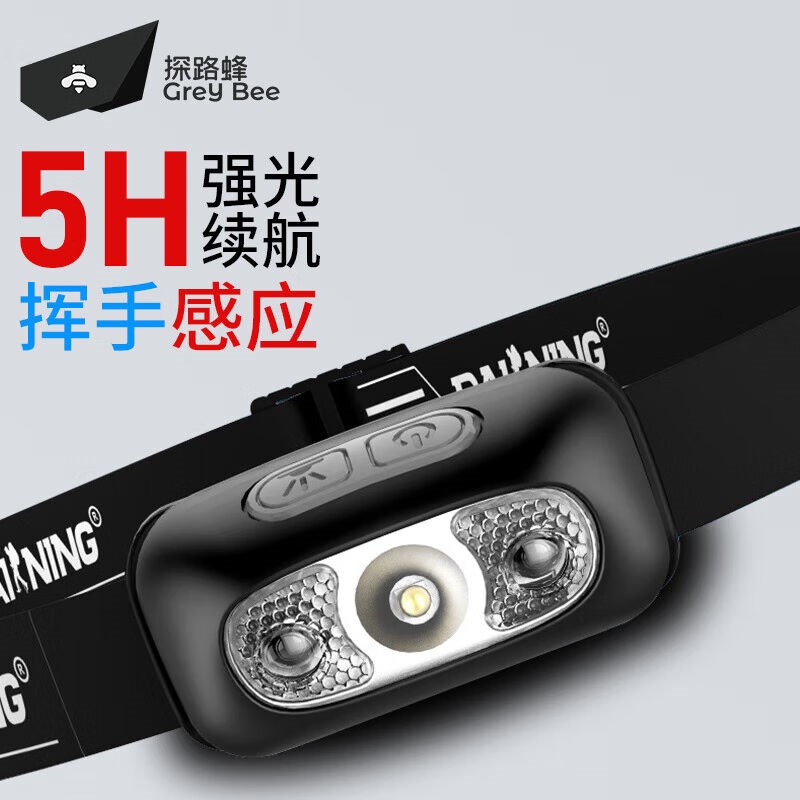 探路蜂U8感f应头灯强光超亮超长续航LED夜钓钓鱼充电头戴式工作矿