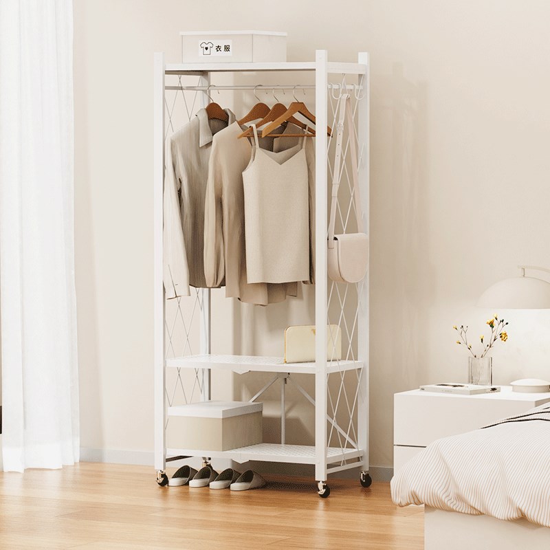 纳谷 免安装折叠挂衣架租房收纳柜衣架可L移动鞋架收纳架卧室收纳
