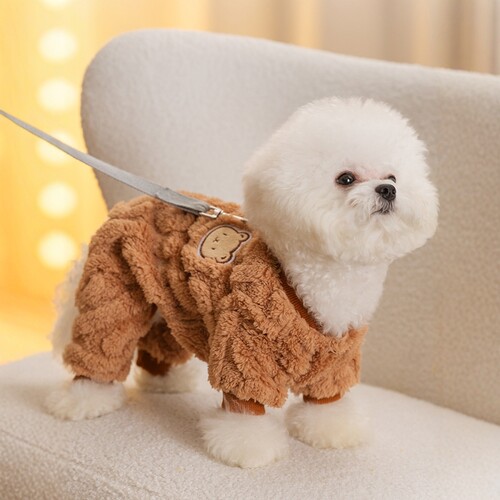 秋冬款可牵引小狗狗四脚衣服保暖
