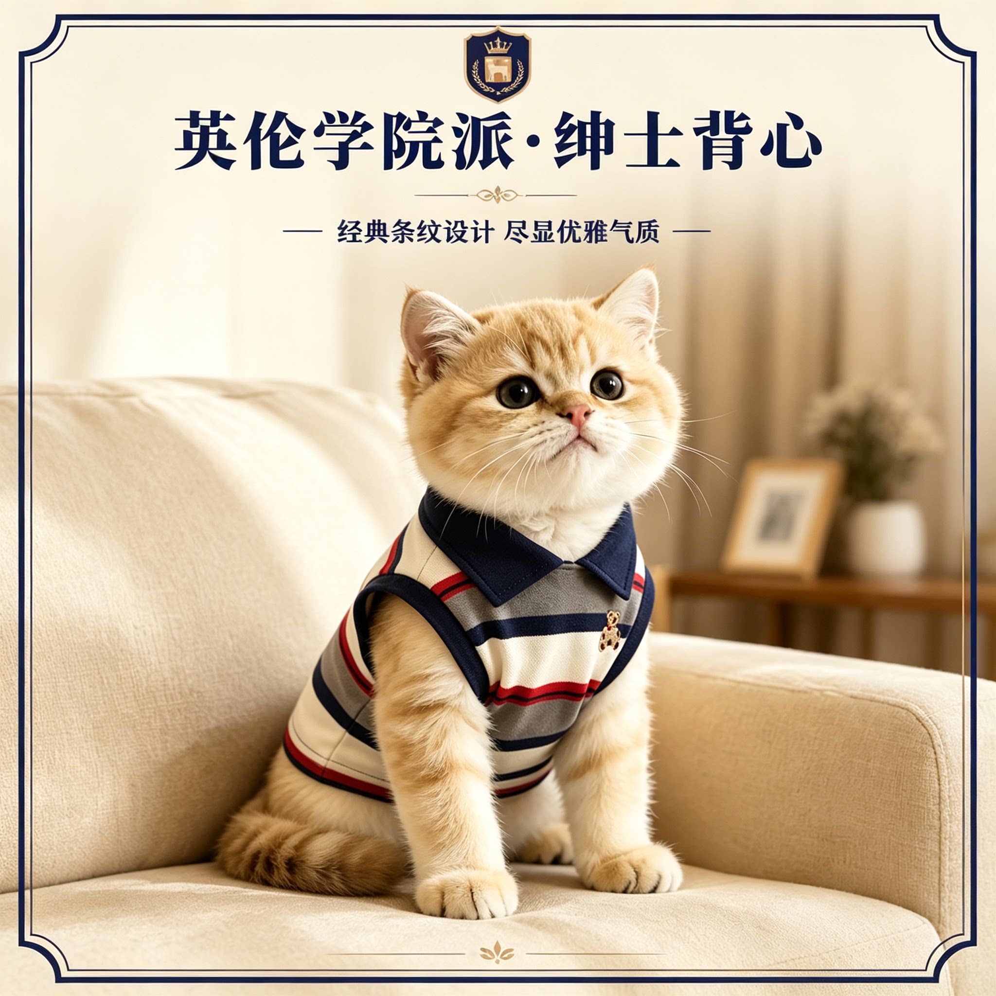 猫咪衣服秋POLO衬衫可爱宠物防掉毛薄款猫咪护肚衣矮脚猫幼猫衣服