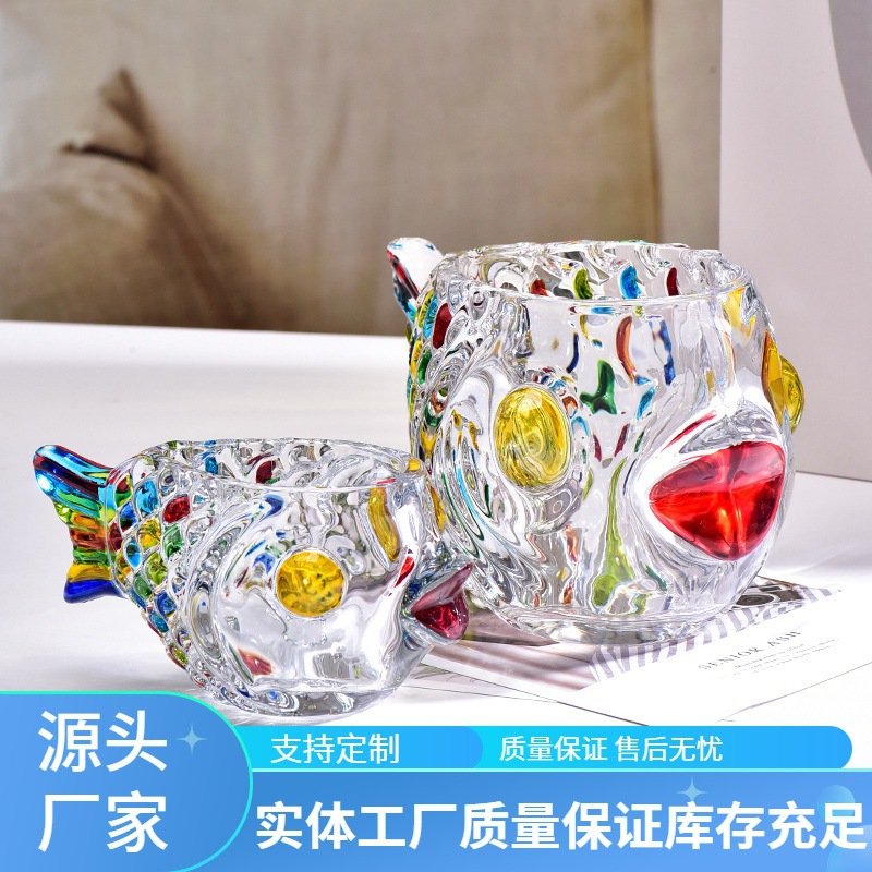 家用创意玻璃小鱼花瓶水培盆餐厅餐桌摆放摆件客厅样品间摆件