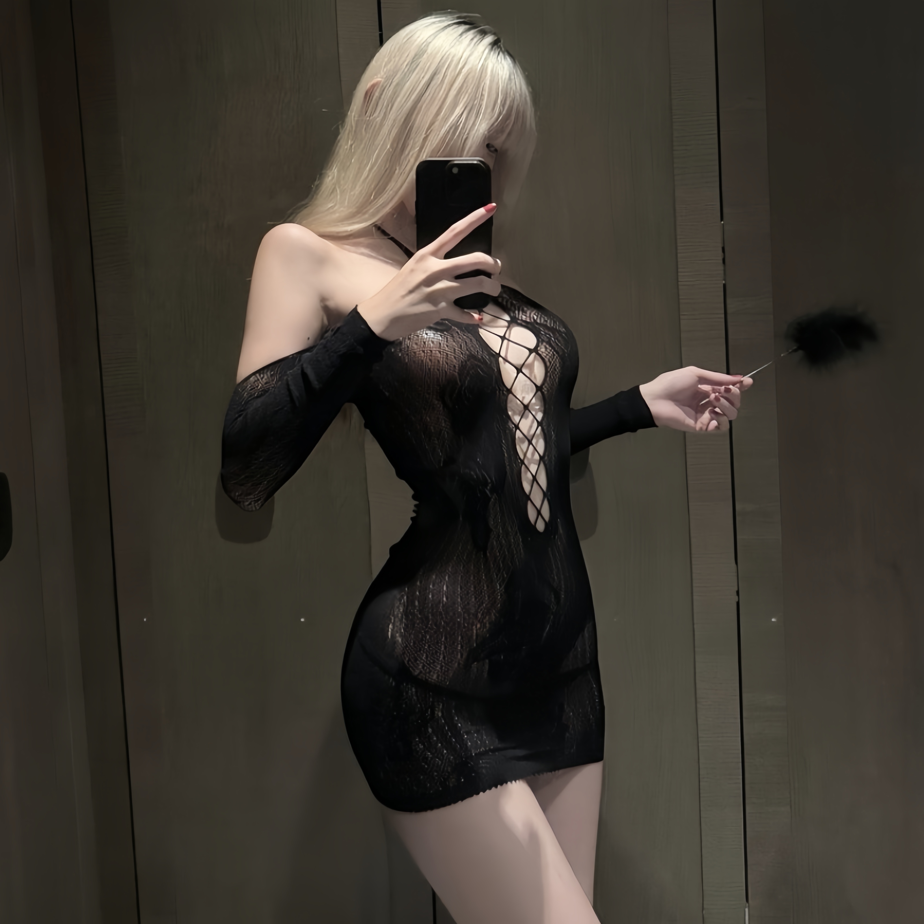 性感镂空网衣包臀裙大尺度qqny