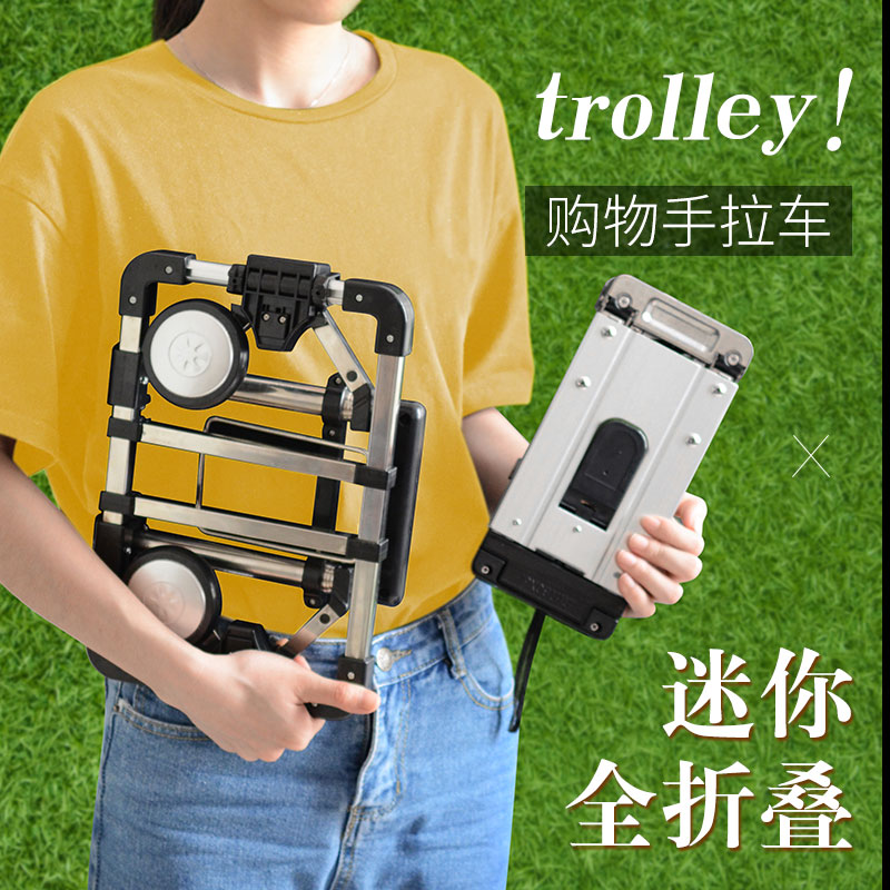 可折叠便携手拉车迷你购物买菜小拉车家用拉货拖S车搬运行李拉杆