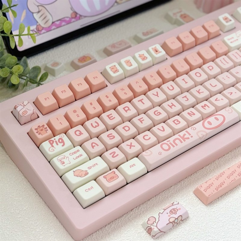 龙乘 猪猪日常键帽pbt材质热升K华MDA高度侧刻键帽