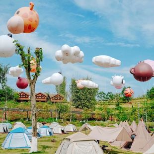 充气卡通气模定制热气球行走人偶花朵爱心发光玩偶大型云朵火山