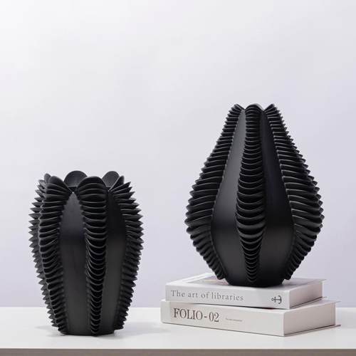 现面代极楼简创意树脂LSZ0413几何鳞片花关瓶摆件售部玄茶几桌花