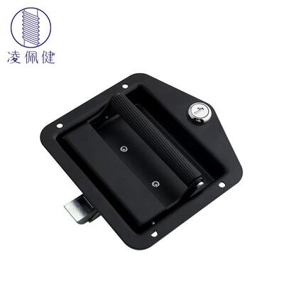 面L16070黑色车拉手方形锁厢式汽车房面锁平拖车板碰锁集装箱门锁
