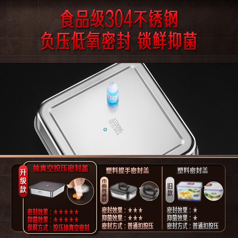 保鲜盒304不锈钢大容量收纳盒家用餐盒整理冰箱冷冻密封盒