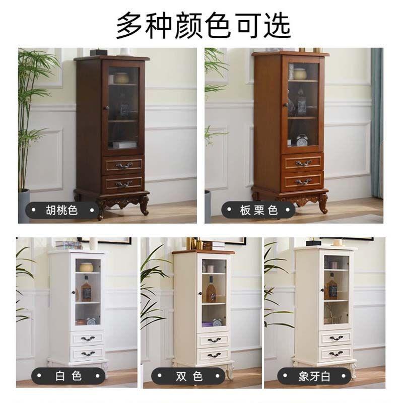 客厅小户型美式实木酒柜玻璃电视柜旁柜边柜展示柜靠墙家用小酒柜
