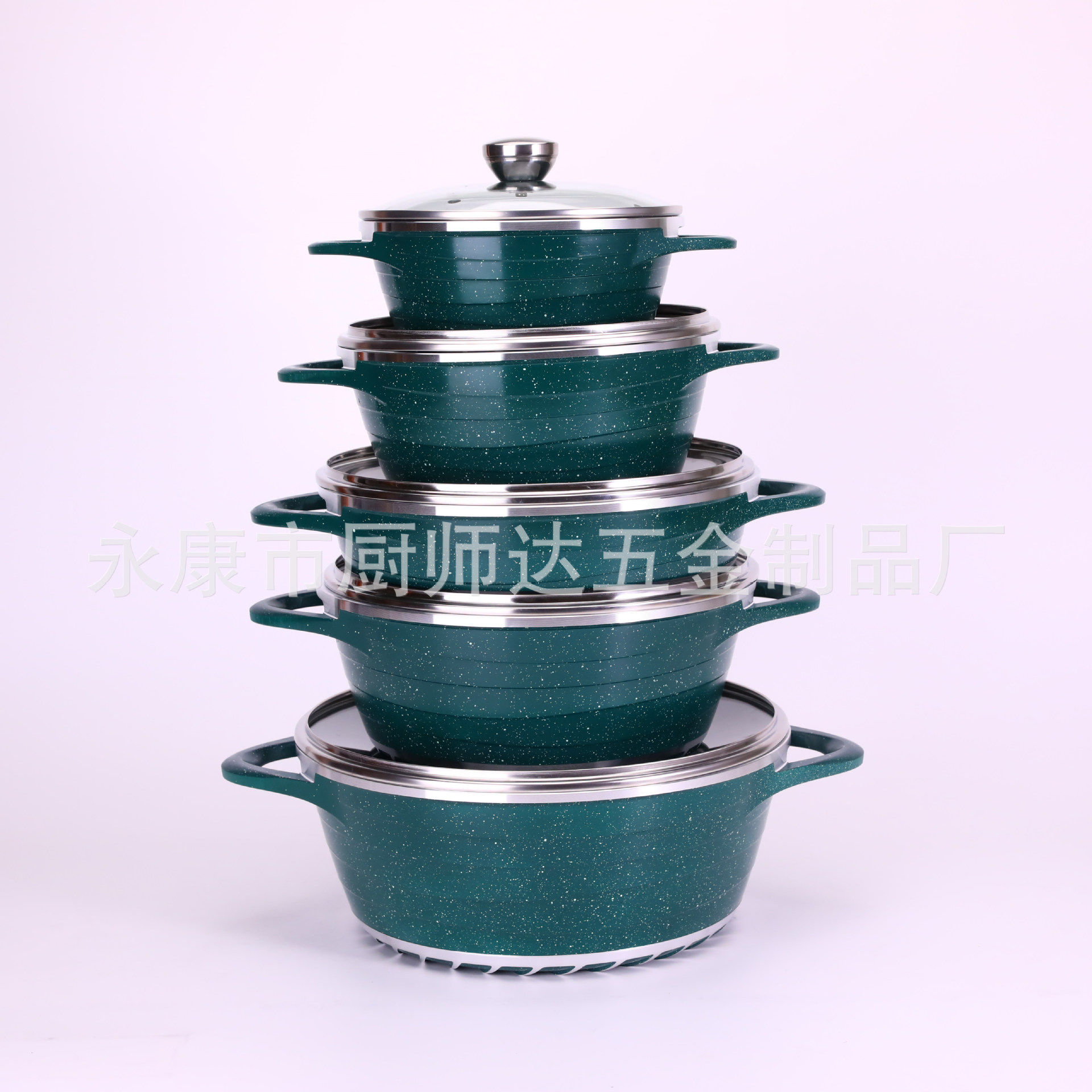 Dissini10件套麦饭石铝压铸厨房用品 不粘锅汤锅套装