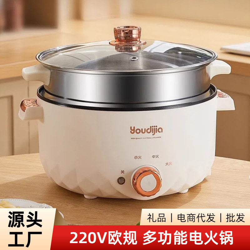 欧规电煮锅宿舍小电锅俄罗斯慢炖锅一体电热火锅电炒锅泡面
