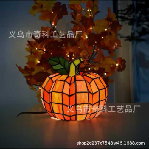 跨境Orange Indoor Patch the Pumpkin Stained Accent Lamp南瓜