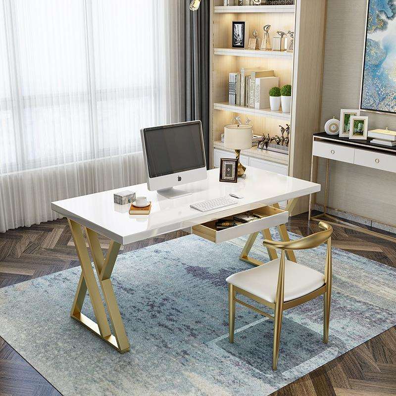 简约家用书房办公桌卧室轻奢书桌椅组合实木台式电脑桌椅自由组合