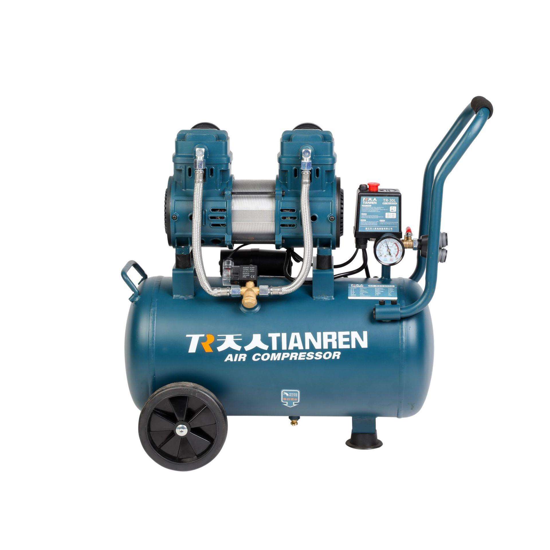 新款天人制造家用工地小型空压机移动式无油活塞式汽修空压机