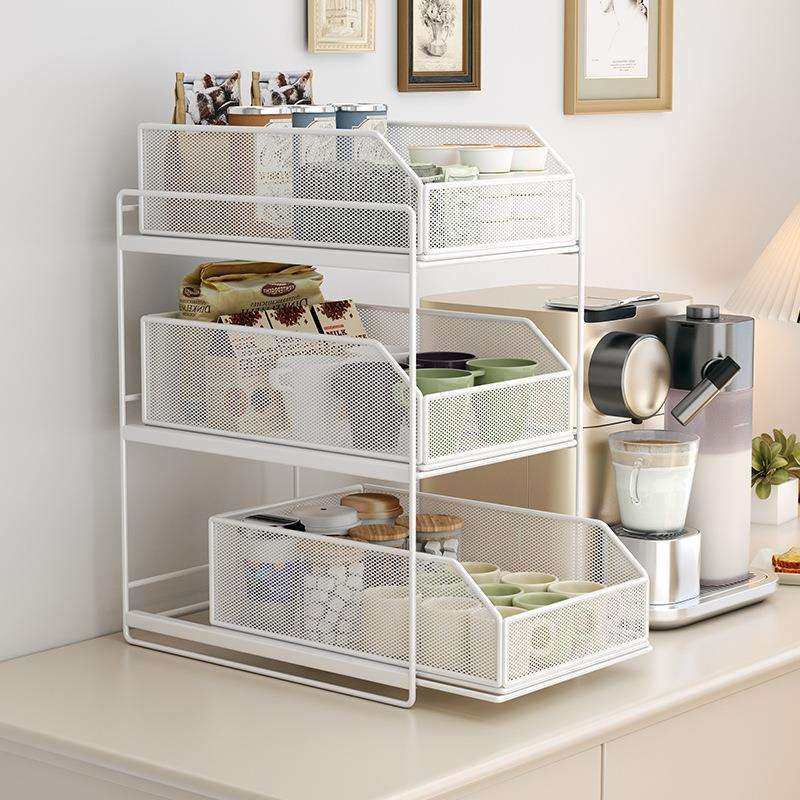 多层抽拉式拉篮桌面杯子收纳置物架餐边柜茶杯放置框水吧收纳抽屉,3C数码配件,USB灯,淘宝优惠券,粉丝福利购,淘宝优惠卷