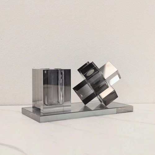 现代简约创意水晶笔筒摆件办公室书房书桌餐厅卧室玄关家居装饰品