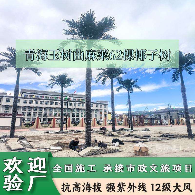 青海玉树曲麻莱仿真椰子树仿真海枣树案例市政工程12m大型仿真树