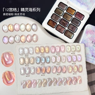 XEIJAYI灵动精灵海系列12宫格固态猫眼甲油胶高密度磁粉美甲店用