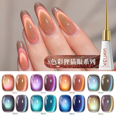 XEIJAYI彩狸玻璃珠猫眼8色可选持久显色指甲油胶美甲店用