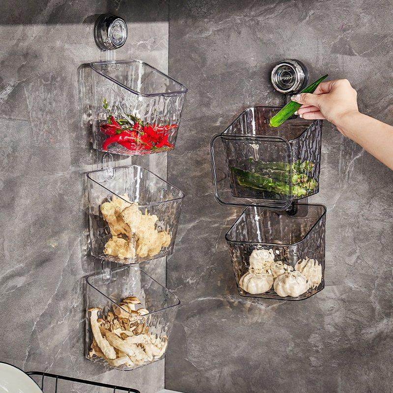 吸盘式厨房葱姜蒜收纳筐免打孔多层壁挂置物整理架浴室沥水挂篮架,收纳整理,整理架/置物架/收纳架,淘宝优惠券,粉丝福利购,淘宝优惠卷