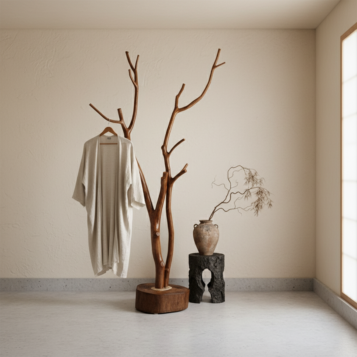 复古实木衣帽架干树枝北欧简约原木服装店挂衣架卧室室内装饰摆件