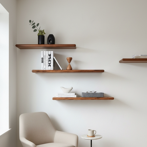 一字隔板原木厨房墙上搁板实木客厅电视墙上置物架卧室书架层板