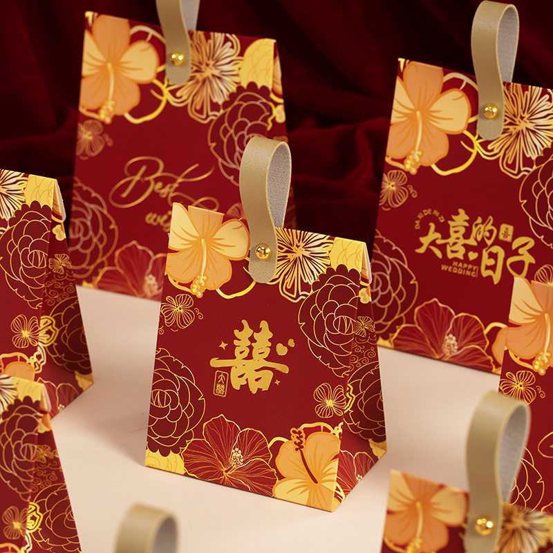 新款创意大喜日子婚礼喜糖盒伴手礼糖果包装盒中式可手提订婚礼盒