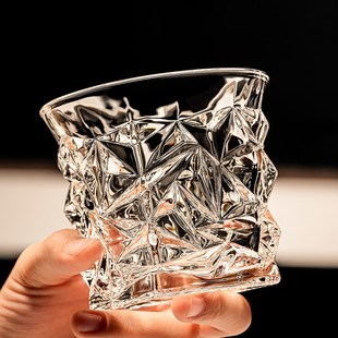 高级感啤酒杯 水晶玻璃威士忌洋酒杯轻奢家用复古酒樽酒具套装