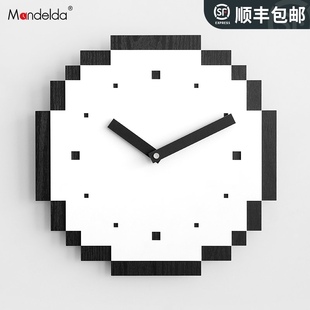 艺术挂钟客厅简约时钟挂墙极简轻奢钟表墙面装 家用钟饰创意个性 饰