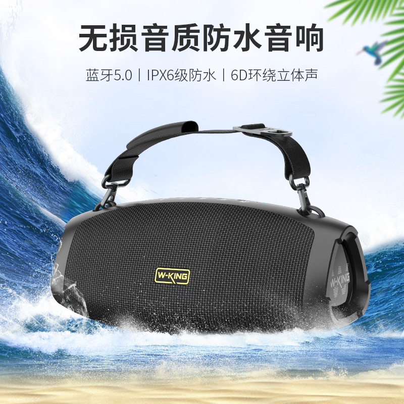 维尔晶D10+户外便携式K歌音响超重低音炮高品质蓝牙音箱斜跨背带