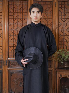 唐装男款中山装男青少年民国长衫马褂伴郎服N中国风相声大褂演出