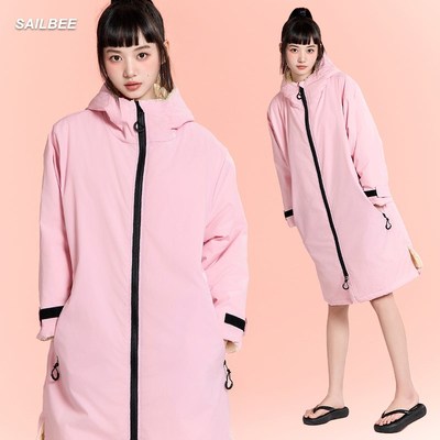 冲浪外套潜水服斗篷女防寒保x暖浴巾游泳滑雪吸水速干浴袍冬泳大