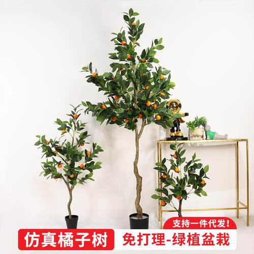 仿真桔子树假绿植盆栽人造塑料发财橘子树店铺装饰橱窗造景仿真树