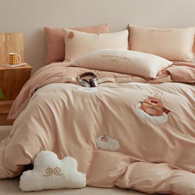 A类全棉60s贡缎磨毛贴布绣花四件套卡通儿童悟空被套床单·送抱枕