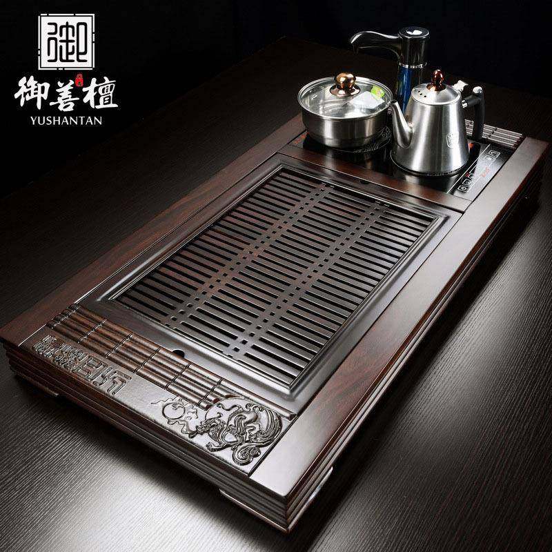 黑檀木茶盘茶具套装家用功夫陶瓷茶壶茶杯自动四合一实木茶台