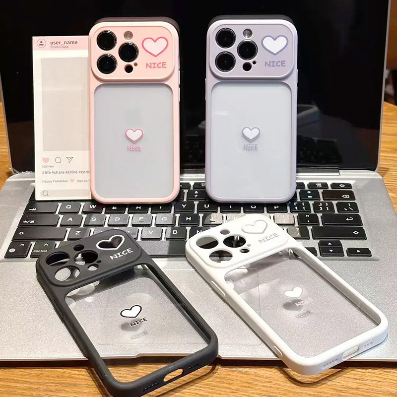 糖果色爱心适用苹果17手机壳iPhone16平果15/14简约13Pro韩系12/11双色秒变大视窗max英文少女plus保护air套