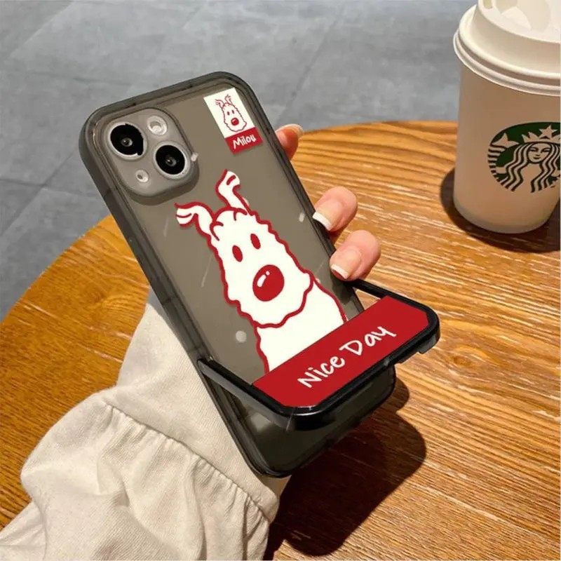 个性狗狗适用OPPORENO14PRO手机壳VIVOX200可爱IQ0013女生Y500超火NEO10网红FINDX8/一加ACE隐形支架魅族21套