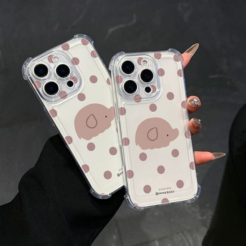 适用苹果17air手机壳iPhone16e18波点小象15/13/14pro简约12卡通可爱x/xr/xs四角7/8软11透明plus男女款套max