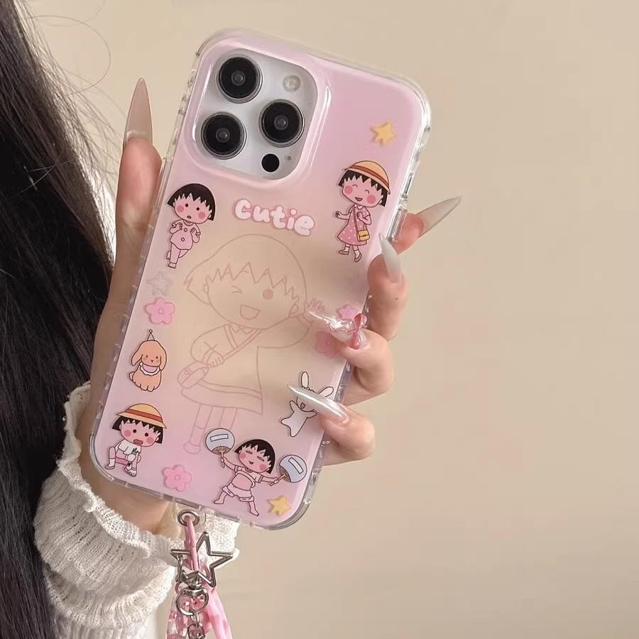 樱桃小丸子适用OPPORENO13手机壳一加ACE5Pro/1+13可爱火Reno12卡通findx8/7ultra大孔IMD白色A3/2高级套K12