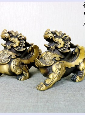 纯铜貔貅摆件一对招财聚财铜貔貅摆件家居办公室风水Z装饰品摆件