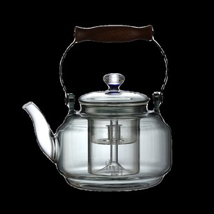 围炉煮茶壶透黑提梁壶玻璃电陶炉煮茶器炭火炉烧水蒸煮一体泡茶壶